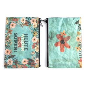 Flower Pattern Tyvek Paper Cosmetic Bag