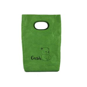 Green Color Bear Pattern Tyvek Paper Lunch Bag