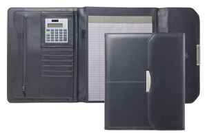 A4 Black Tri-fold PVC Leather Padfolio