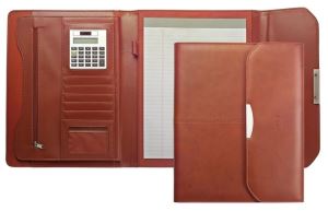 A4 Brown Tri-fold PVC Leather Padfolio