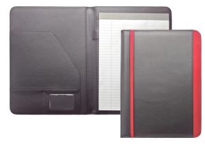 A4 Red Strips PVC Leather Padfolio