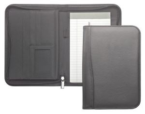 A5 PVC Leather Zippered Padfolio