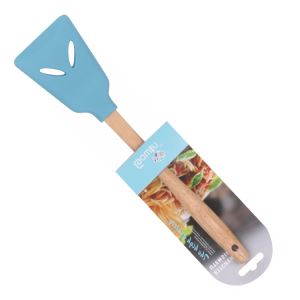 Silicone Slotted Spatula with Wooden Handle