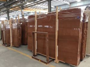 Red Wooden Marble Honed Slabs