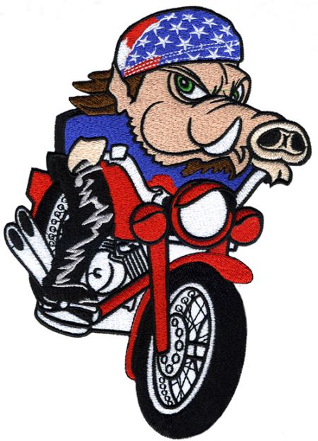 Motor-biker PIG Embroidered Patch