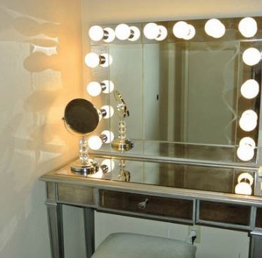 Vanity Table with Lighted Makeup Mirror