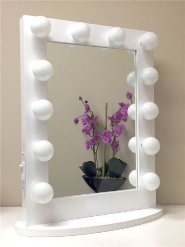 White Hollywood Makeup Mirror with Cool White Dimmable LED Lamps