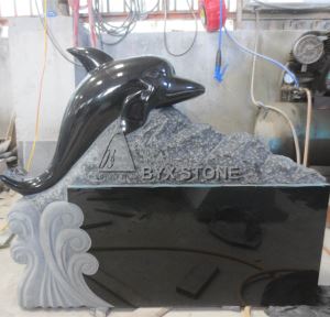 Black Granite Marker Dolphin Monument Baby Tombstones Infant Graves Cremation Headstones